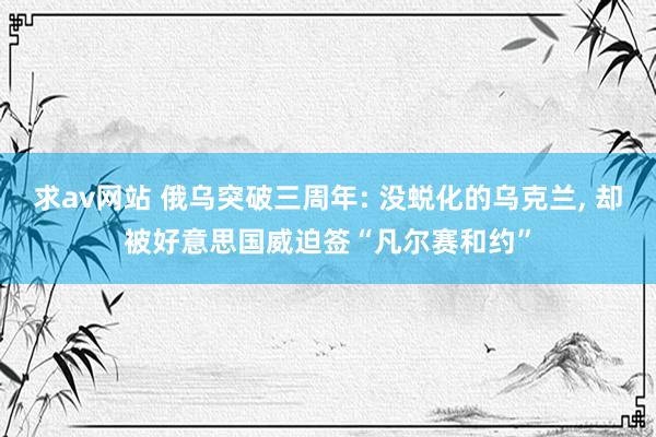 求av网站 俄乌突破三周年: 没蜕化的乌克兰， 却被好意思国威迫签“凡尔赛和约”