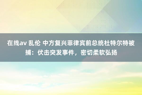在线av 乱伦 中方复兴菲律宾前总统杜特尔特被捕：伏击突发事件，密切柔软弘扬